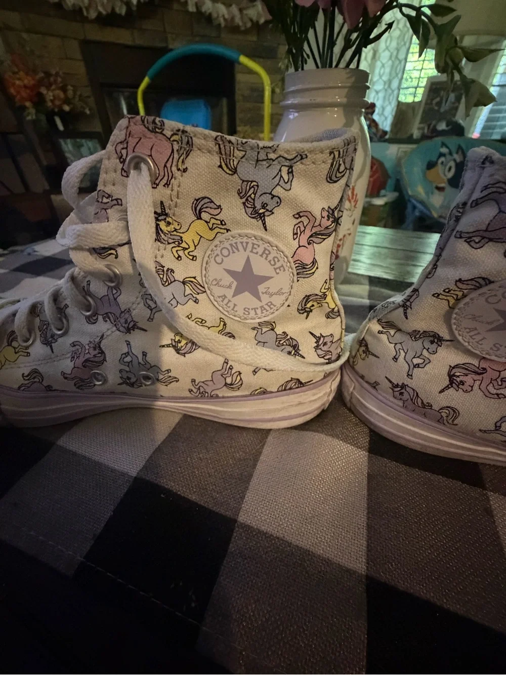 Converse Unicorn Chuck Taylor High Kids Women Sneakers White Violet Canvas 5.5